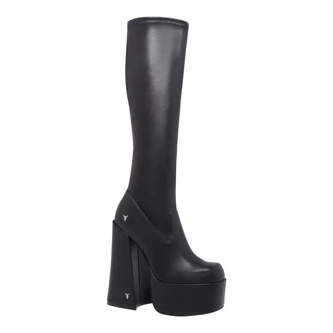 Women Survival Black Stretch Platform Boots Windsor Smith Platforms