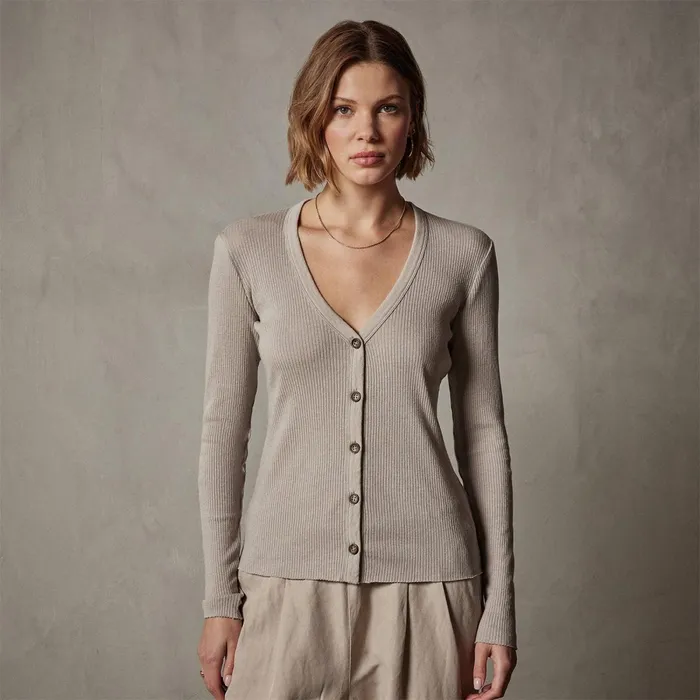 Women Sweaters James Perse Cotton Cashmere Rib Cardigan Toast
