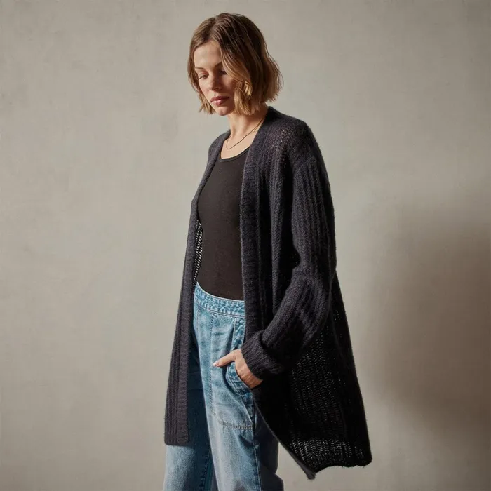 Women Sweaters James Perse Textured Cashmere Knit Cardigan Black