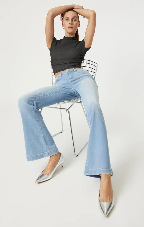 Women Sydney Flare In Bleach Feather Blue Mavi Jeans Denim