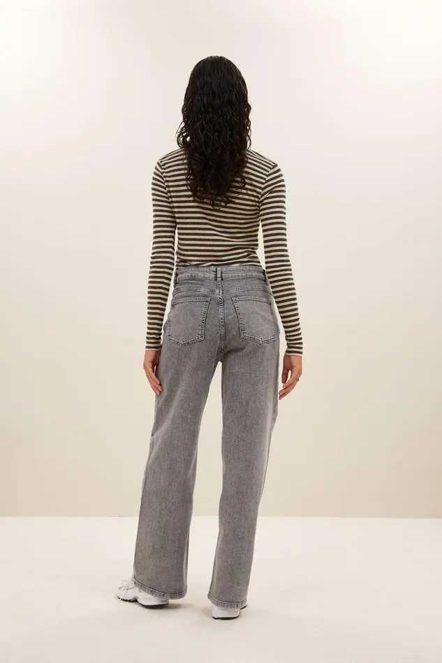 Women Tops and Shirts Bybar Basic Ls Stripe Top Chalk