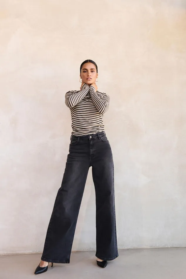 Women Tops and Shirts Bybar Basic Ls Stripe Top Chalk