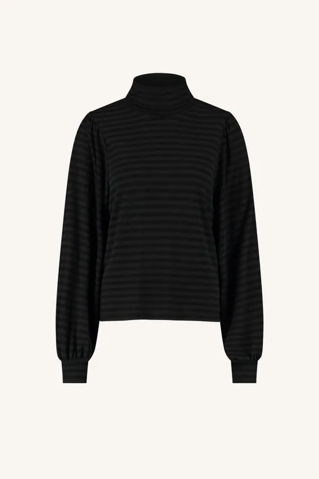 Women Tops and Shirts Bybar Jojo Roll Melange Stripe Top Jet Black
