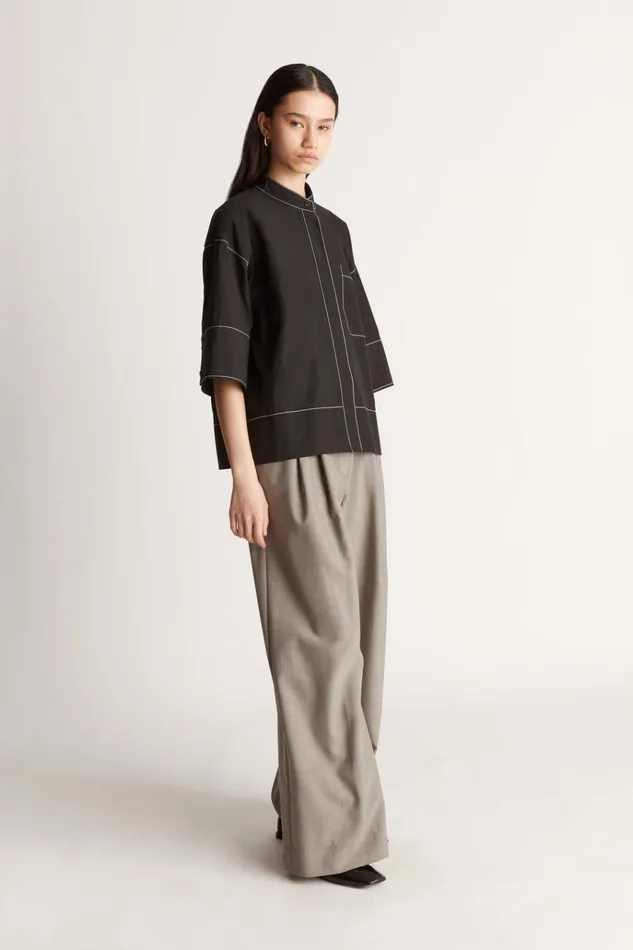 Women Tops And Shirts Lee Mathews Evette SS Shirt Black