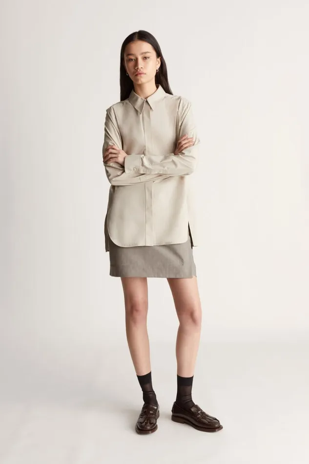 Women Tops And Shirts Lee Mathews Harriet Tailored Shirt Straw