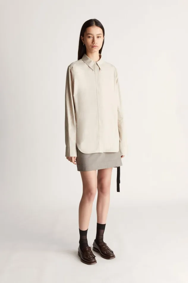Women Tops And Shirts Lee Mathews Harriet Tailored Shirt Straw