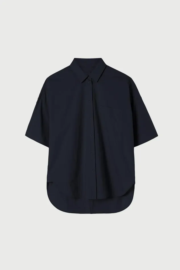 Women Tops And Shirts Lee Mathews LM Poplin SS Shirt Navy