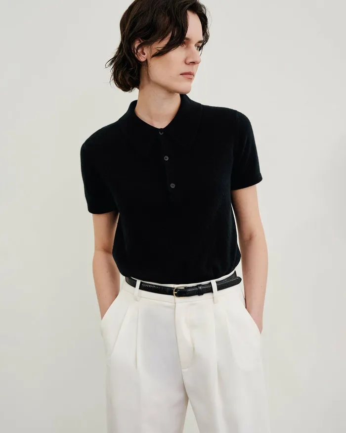 Women Tops Nili Lotan MILOS POLO Dark Navy