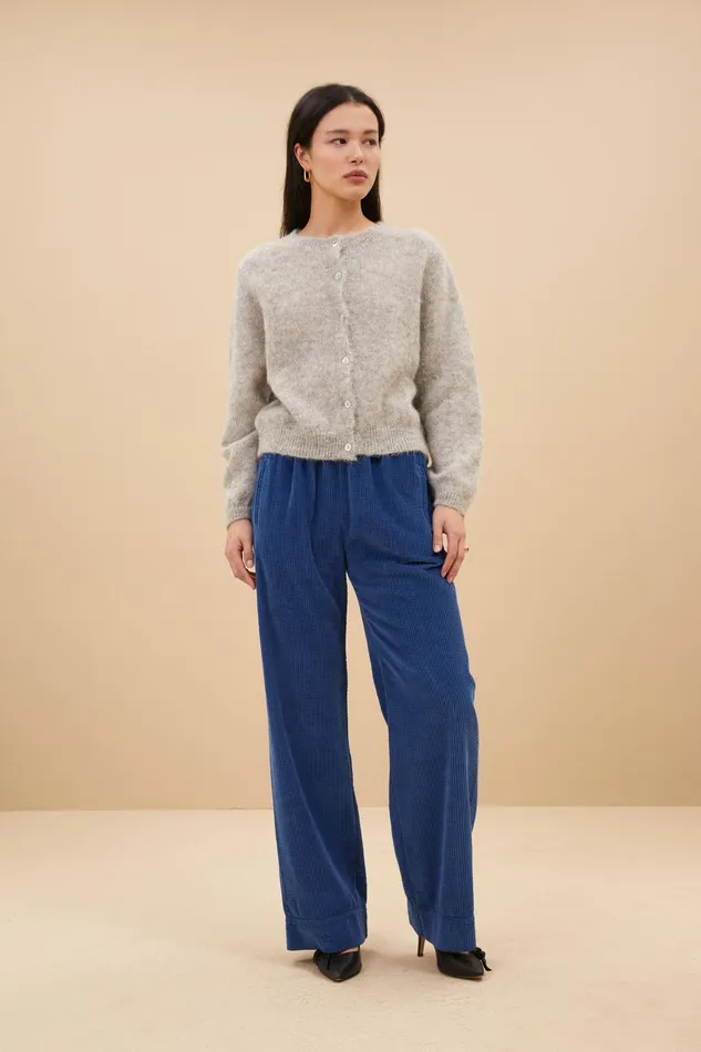 Women Trousers Bybar Mees Cord Pants Bright Oil Blue