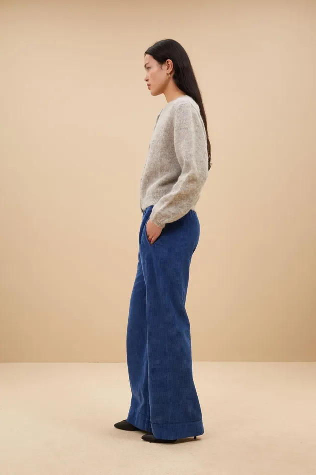 Women Trousers Bybar Mees Cord Pants Bright Oil Blue