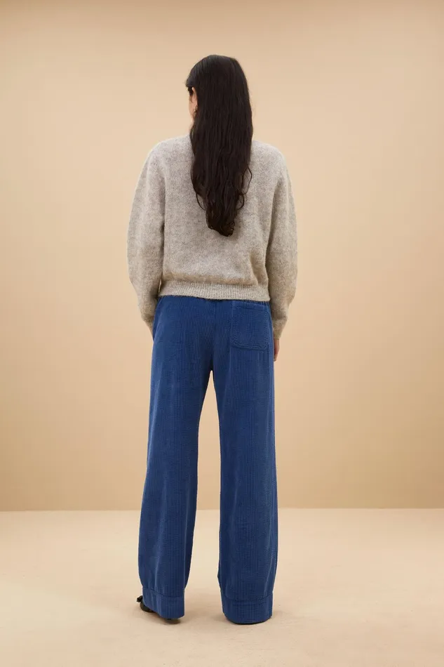 Women Trousers Bybar Mees Cord Pants Bright Oil Blue