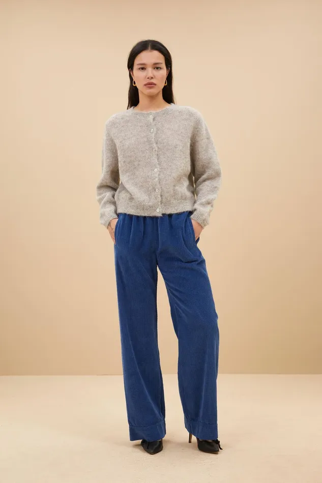 Women Trousers Bybar Mees Cord Pants Bright Oil Blue