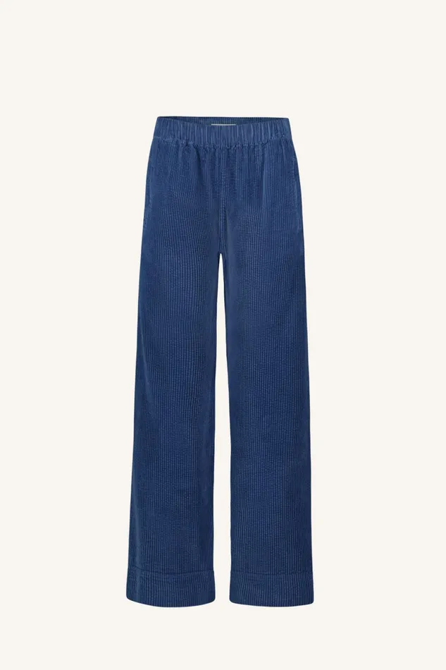 Women Trousers Bybar Mees Cord Pants Bright Oil Blue