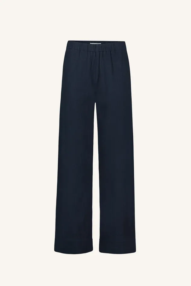 Women Trousers Bybar Mees Twill Pants Midnight Navy