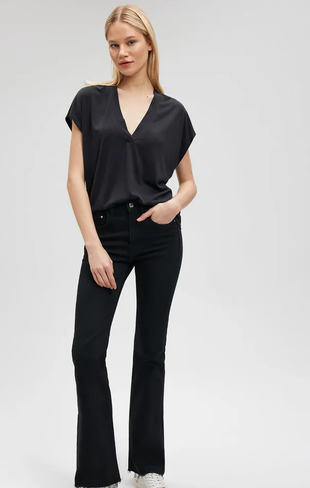 Women VNeck Shirt In Black Mavi Jeans Shirts Women VNeck Shirt In Black Mavi Jeans Shirts