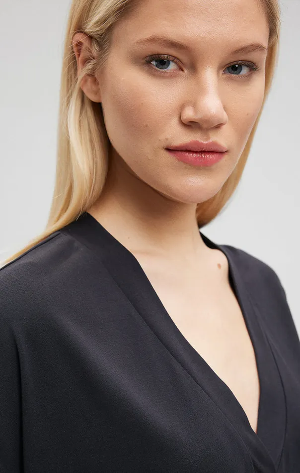 Women VNeck Shirt In Black Mavi Jeans Shirts Women VNeck Shirt In Black Mavi Jeans Shirts