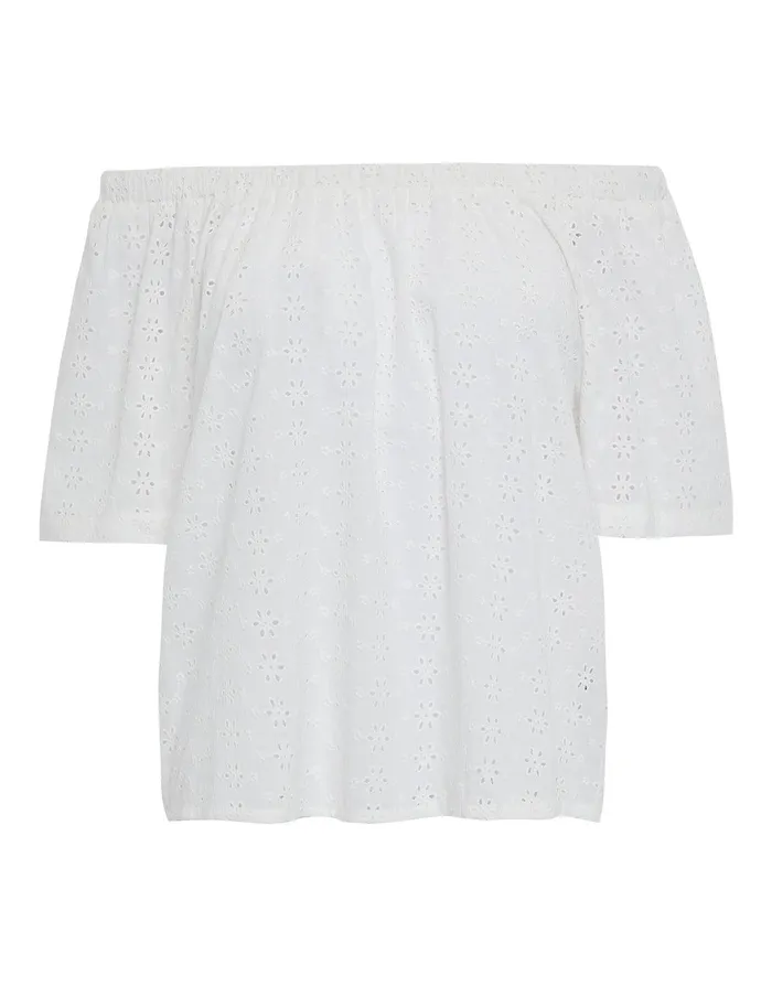 Women White Broderie Anglaise Off The Shoulder Bardot Top White Threadbare Blouses and Shirts Women White Broderie Anglaise Off The Shoulder Bardot Top White Threadbare Blouses and Shirts