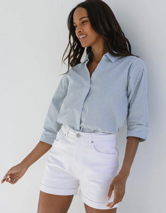 Women White Wash Classic Denim Shorts White Threadbare Shorts
