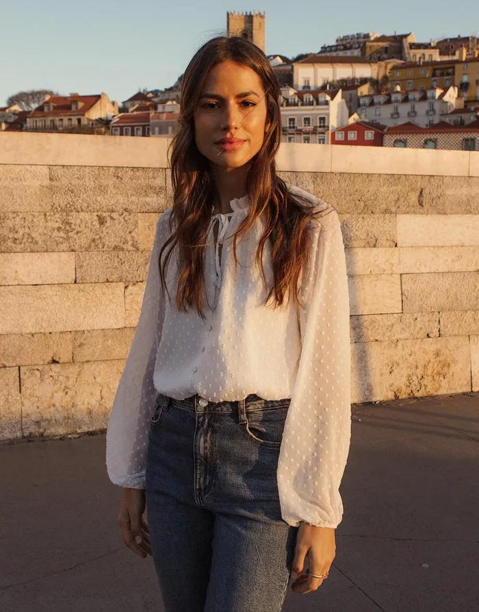 Women Womens Ivory Tie Collar Shirred Dobby Blouse Ivory Threadbare Blouses and Shirts Women Womens Ivory Tie Collar Shirred Dobby Blouse Ivory Threadbare Blouses and Shirts