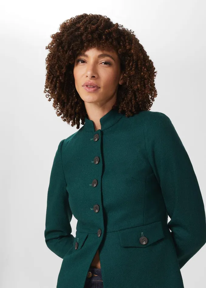 Womens Adrianna Wool Jacket Dark Ivy Green Hobbs Coats and Jackets Online