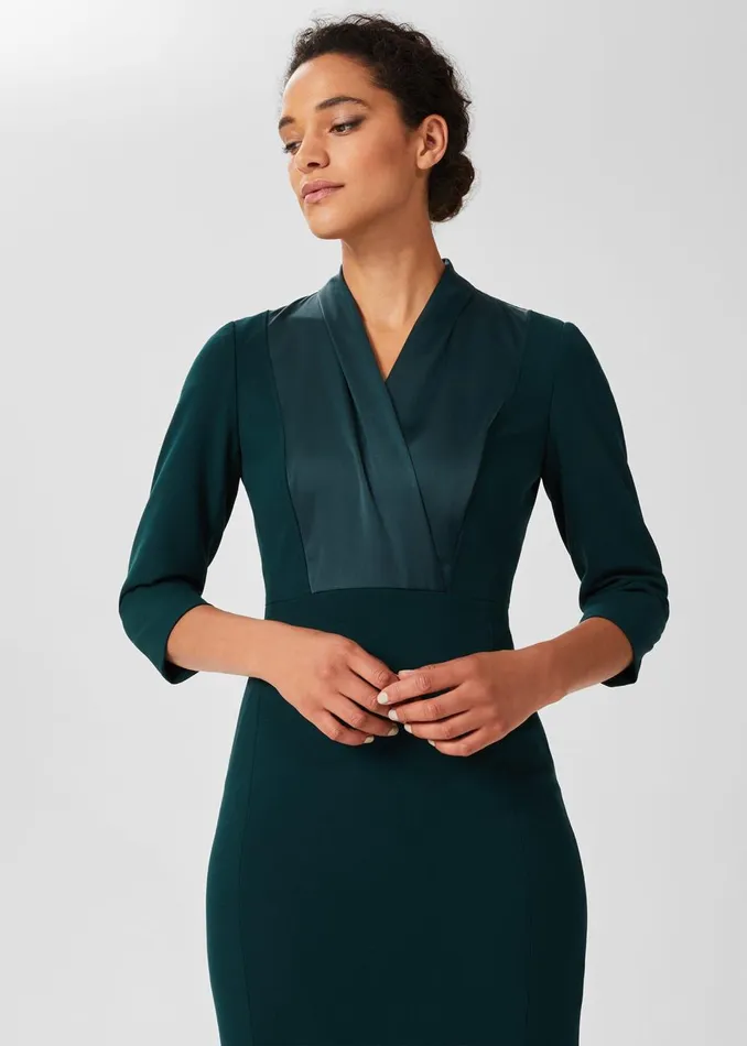 Womens Alisa 34 Sleeve ALine Dress Dark Green Hobbs Dresses Gift Ideas