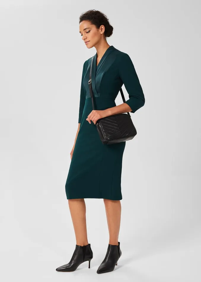 Womens Alisa 34 Sleeve ALine Dress Dark Green Hobbs Dresses Gift Ideas