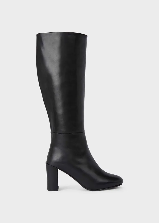 Womens Anastasia Leather Knee High Boots Black Hobbs Long Boots Popular