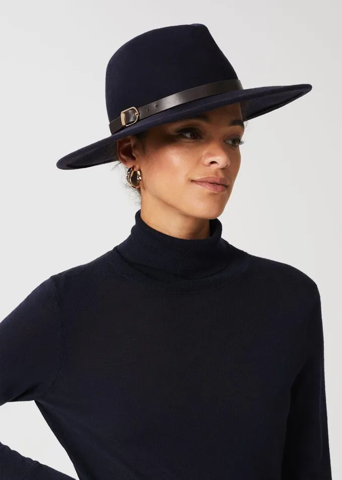 Womens Anika Wool Fedora Hat Navy Hobbs Hats Online