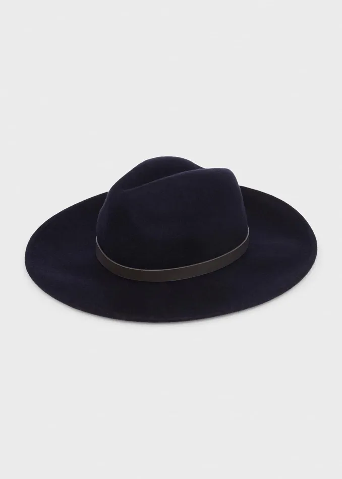 Womens Anika Wool Fedora Hat Navy Hobbs Hats Online
