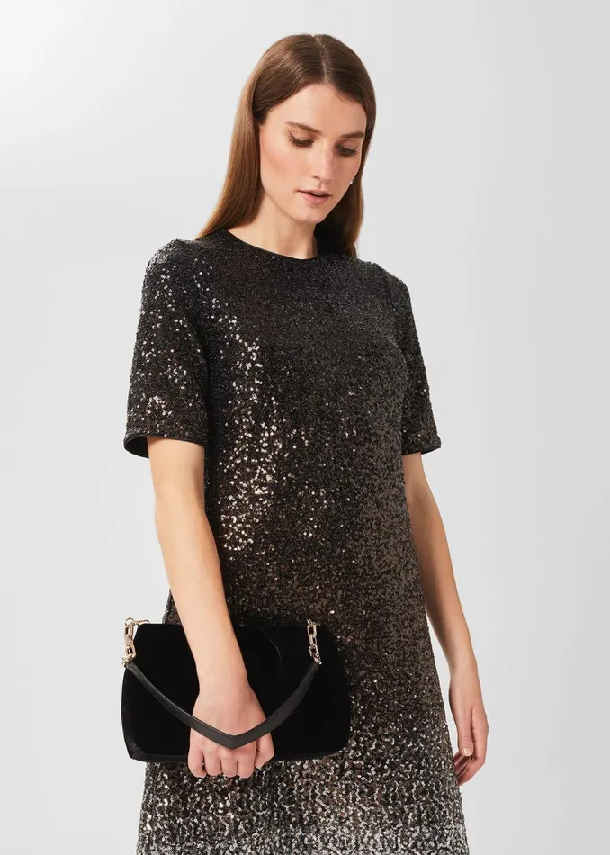 Womens Clifton Velvet Clutch Bag Black Hobbs Bags Gift 4 You