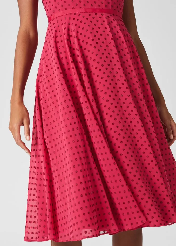 Womens Della Spot Fit And Flare Dress Fuchsia Pink Hobbs Dresses Online