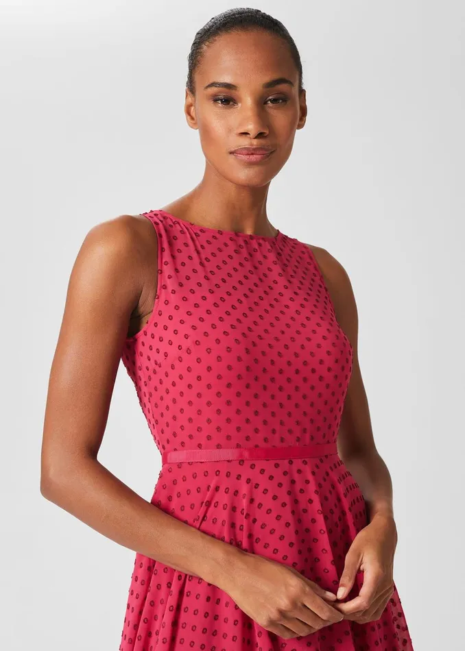 Womens Della Spot Fit And Flare Dress Fuchsia Pink Hobbs Dresses Online