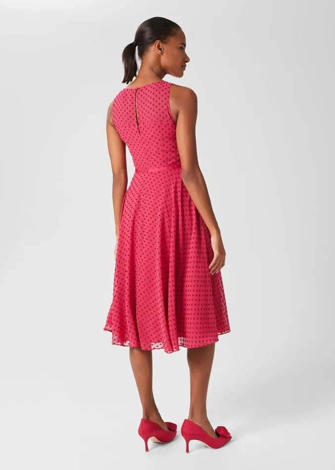 Womens Della Spot Fit And Flare Dress Fuchsia Pink Hobbs Dresses Online