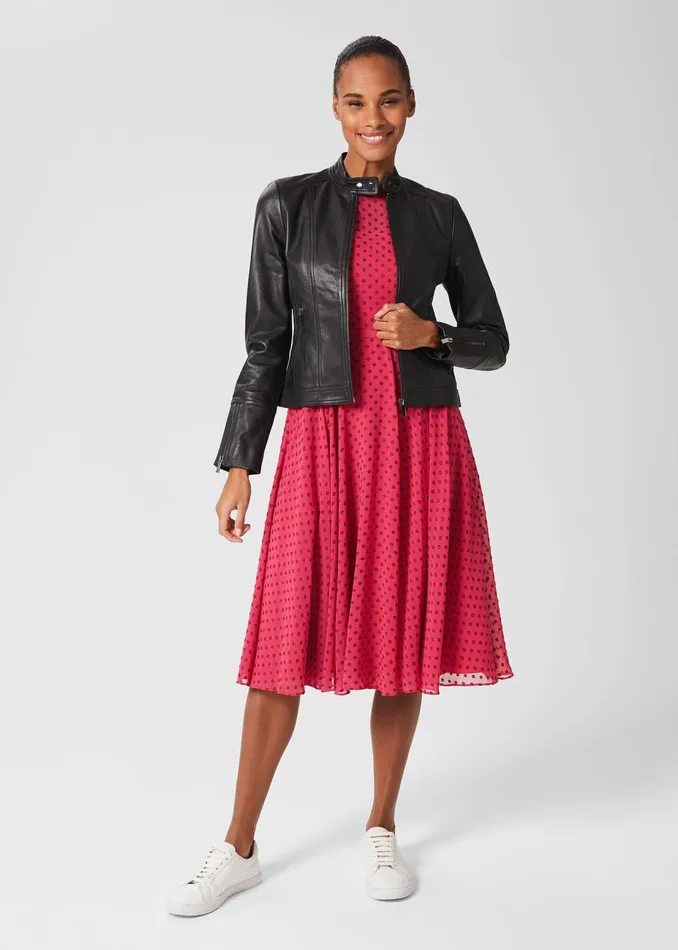 Womens Della Spot Fit And Flare Dress Fuchsia Pink Hobbs Dresses Online