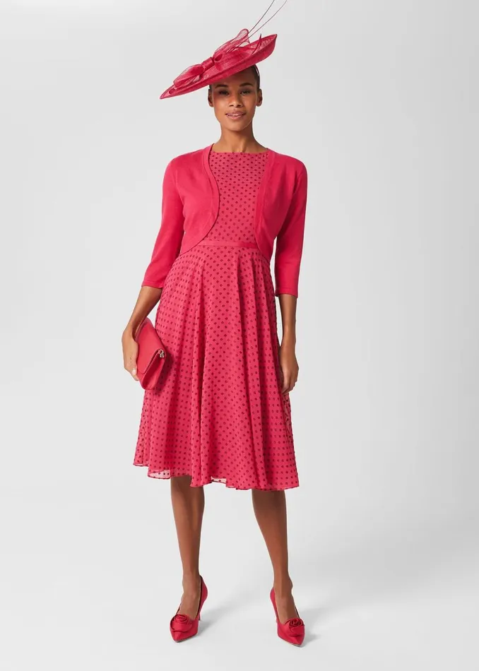 Womens Della Spot Fit And Flare Dress Fuchsia Pink Hobbs Dresses Online