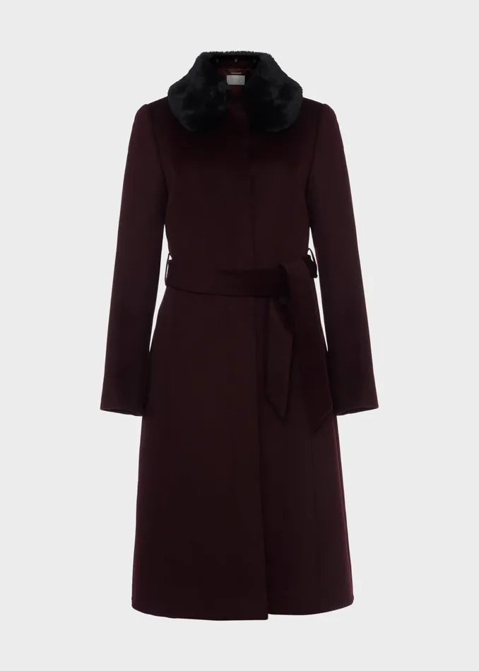 Womens Edeline Wool Coat With Faux Fur Collar Wine Hobbs Coats and Jackets Gift 4 You