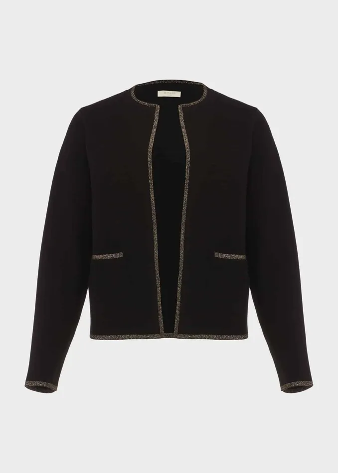 Womens Frida Knitted Jacket Black Gold Hobbs Coats and Jackets On Sale