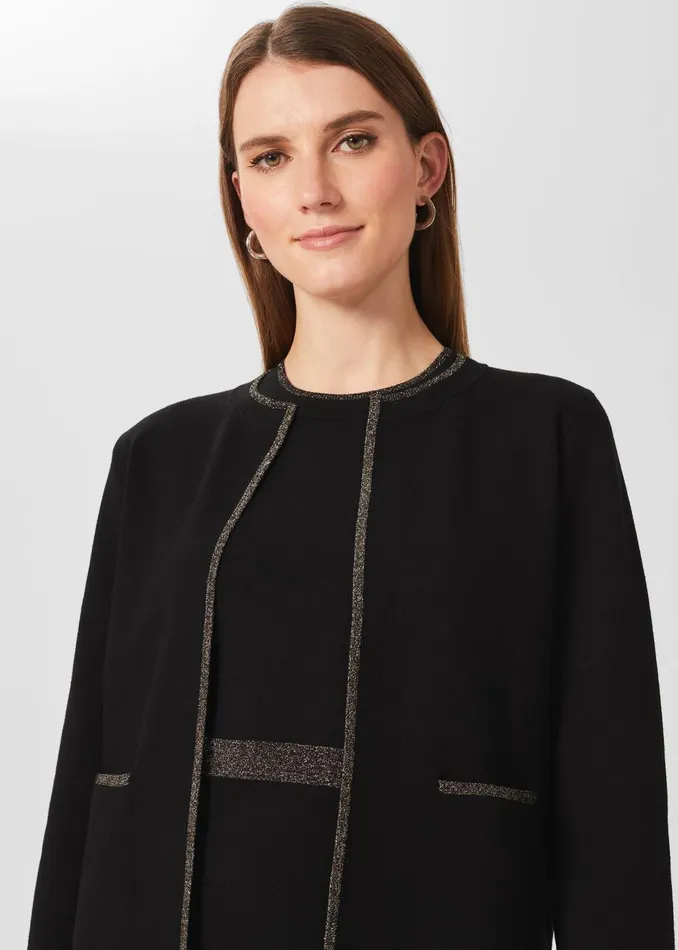 Womens Frida Knitted Jacket Black Gold Hobbs Coats and Jackets On Sale