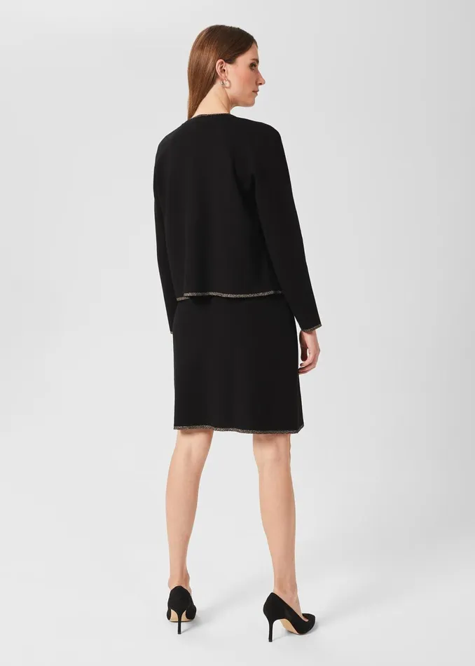 Womens Frida Knitted Jacket Black Gold Hobbs Coats and Jackets On Sale