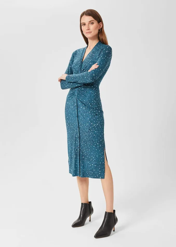 Womens Hatty Jersey Dress Dark Blue Ivory Hobbs Dresses Casaul