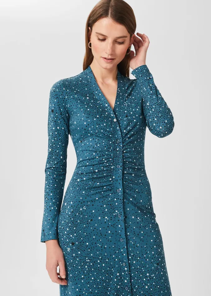 Womens Hatty Jersey Dress Dark Blue Ivory Hobbs Dresses Casaul