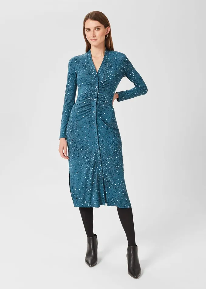 Womens Hatty Jersey Dress Dark Blue Ivory Hobbs Dresses Casaul