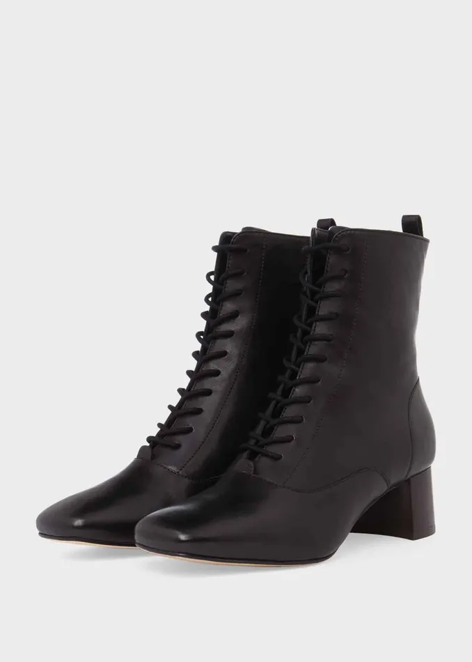 Womens Issy Leather Lace Up Ankle Boots Black Hobbs Ankle Boots Popular