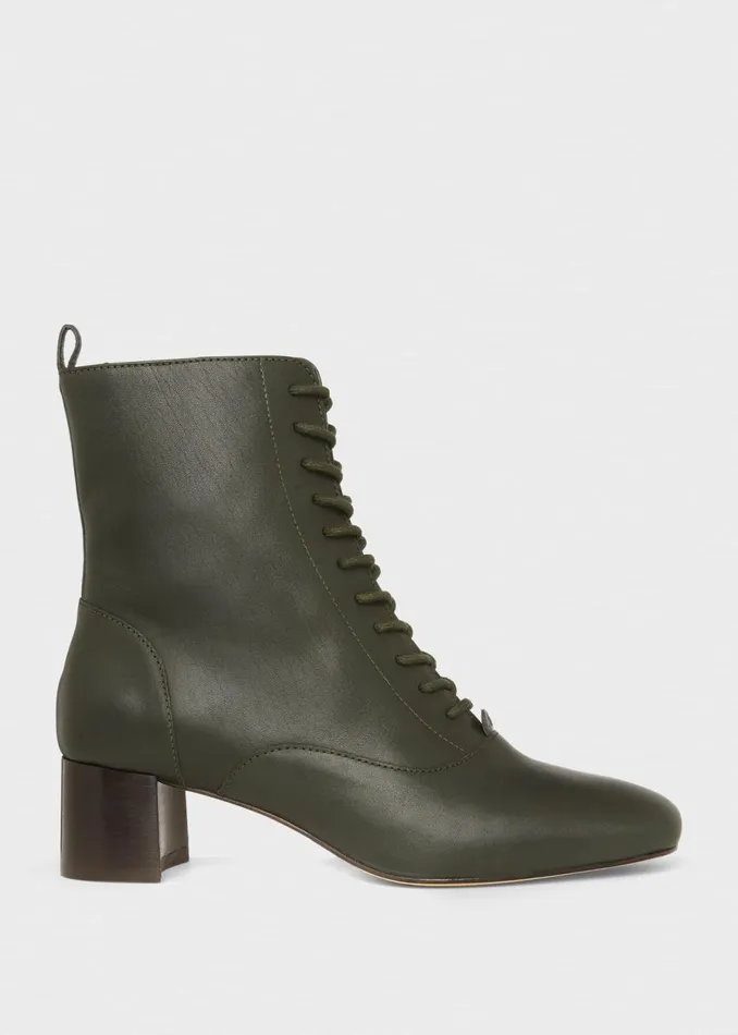Womens Issy Leather Lace Up Ankle Boots Dark Green Hobbs Ankle Boots Cheap On Sale