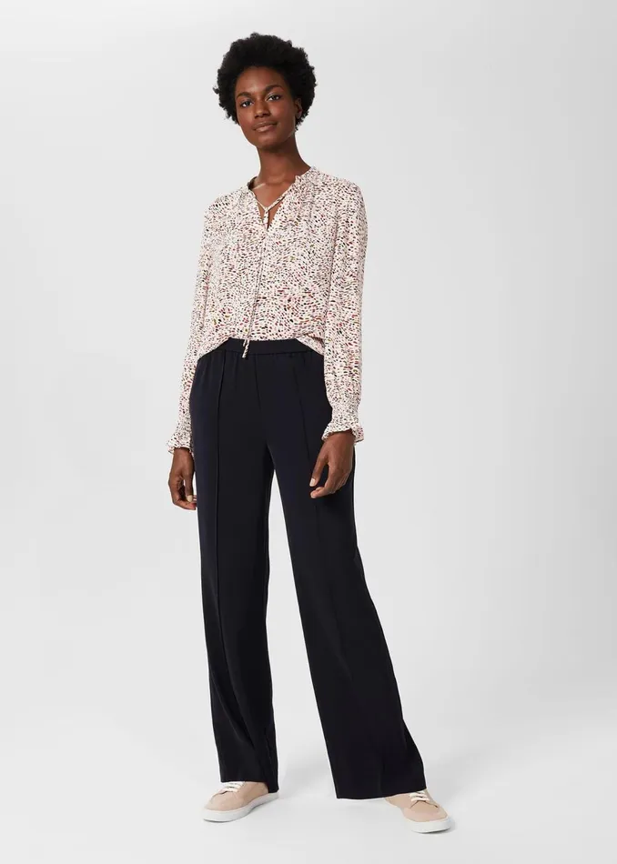 Womens Jas Wide Leg Trousers Navy Hobbs Trousers