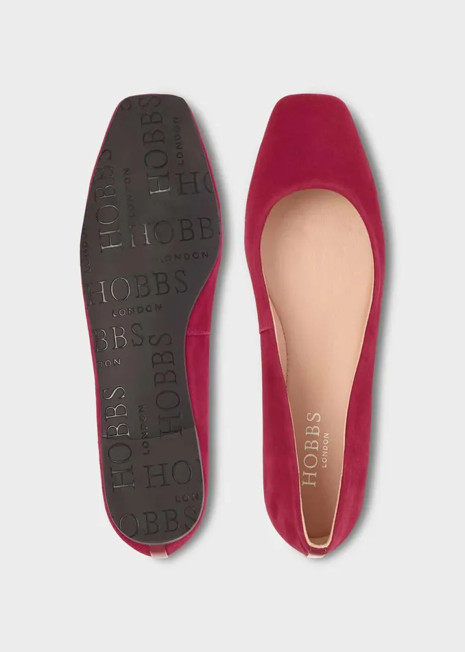 Womens Jemma Suede Ballerinas Berry Pink Hobbs Ballerinas