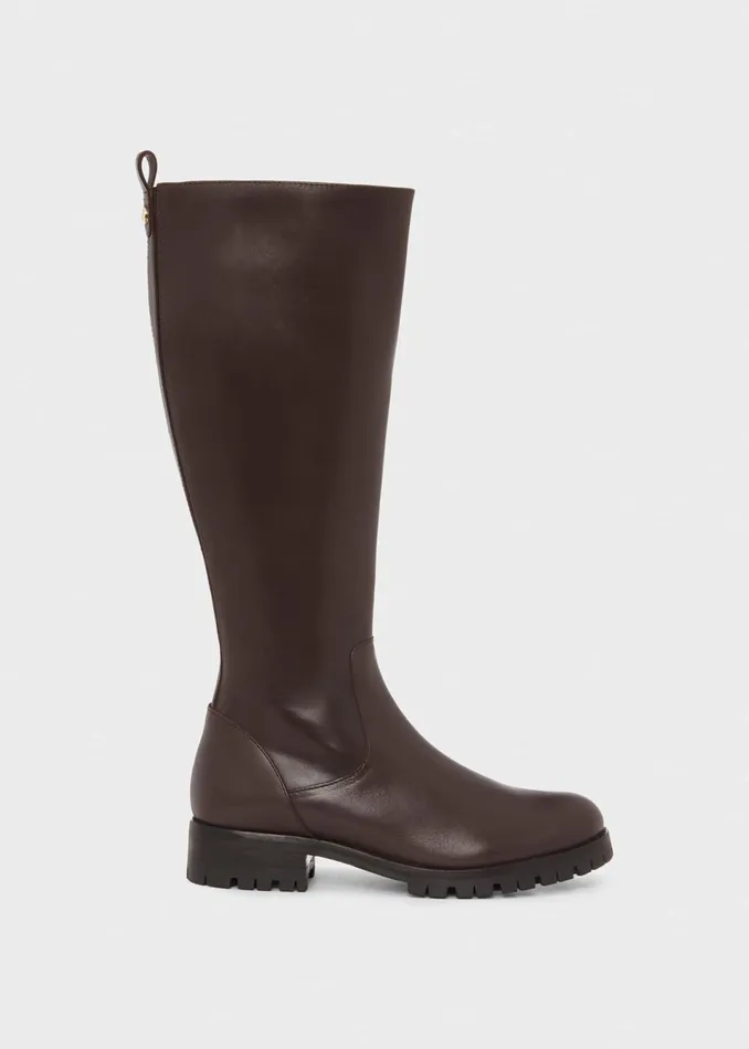 Womens Kalani Leather Knee Boots Dark Brown Hobbs Long Boots Online