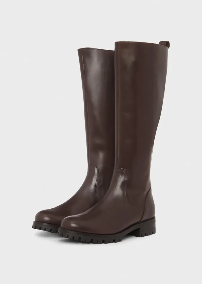 Womens Kalani Leather Knee Boots Dark Brown Hobbs Long Boots Online