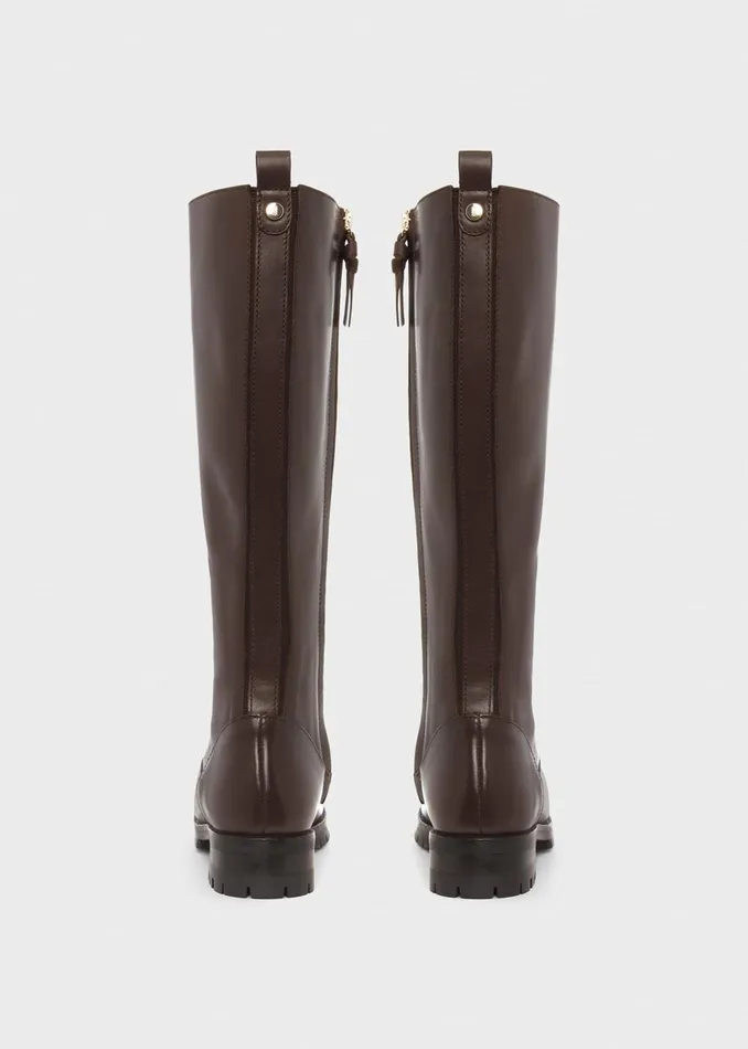Womens Kalani Leather Knee Boots Dark Brown Hobbs Long Boots Online