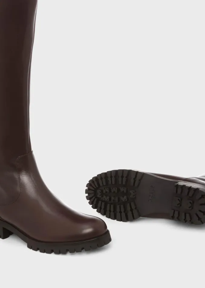 Womens Kalani Leather Knee Boots Dark Brown Hobbs Long Boots Online